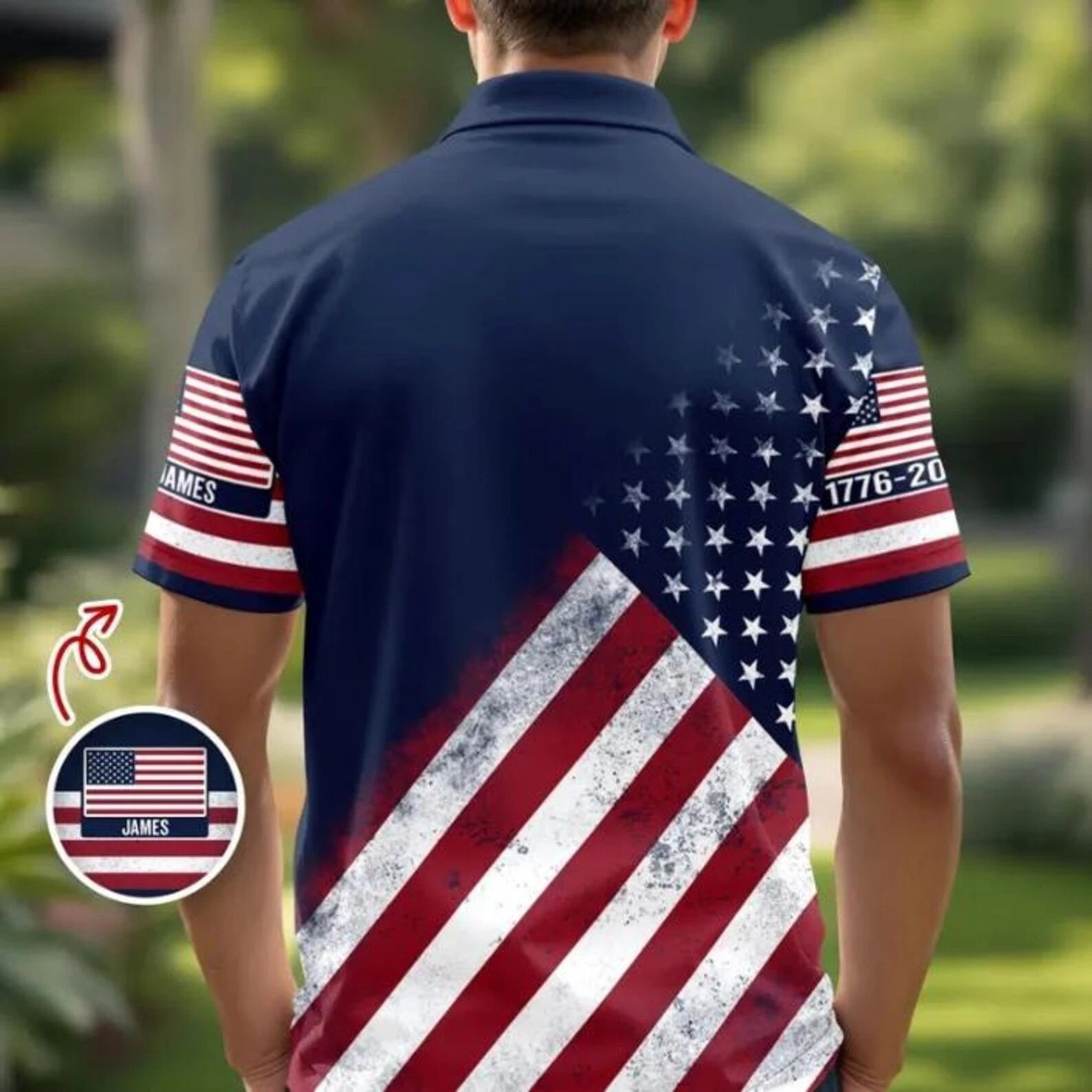 Custom Name USA 250th Anniversary Polo Shirt, Patriotic Polo, Fathers Day Gifts