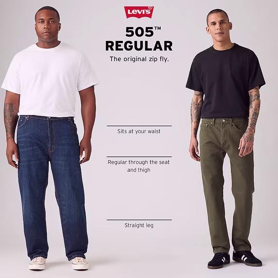 Levis Men’s 505 Regular Fit Jeans Light Stone Wash 31×30