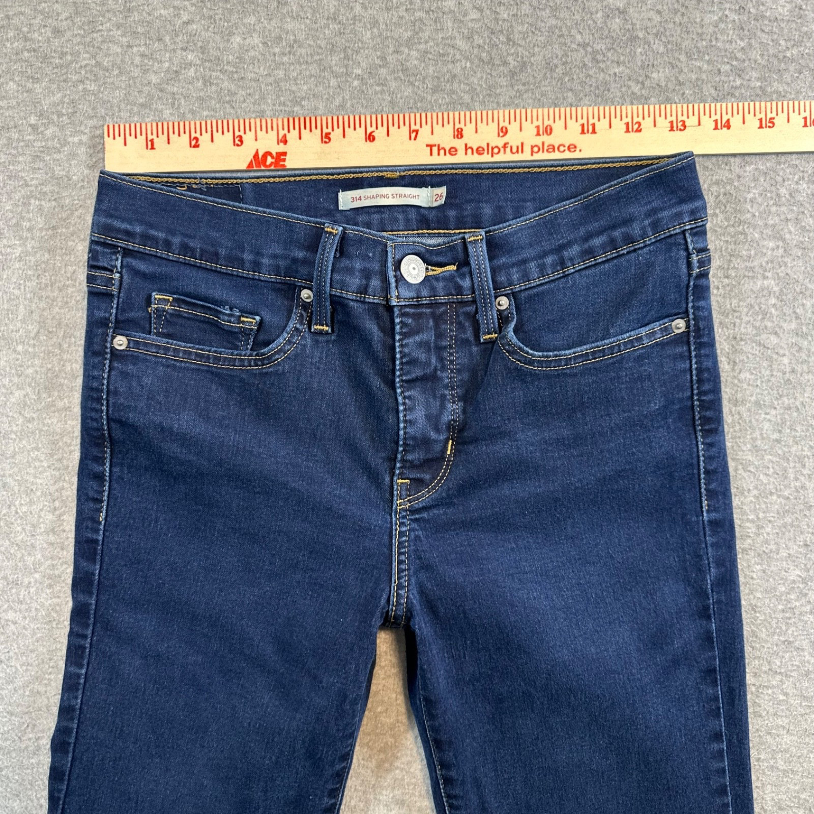 Levi’s 314 Women’s Size 26 Shaping Straight Stretch Denim Jeans Dark Mid Rise