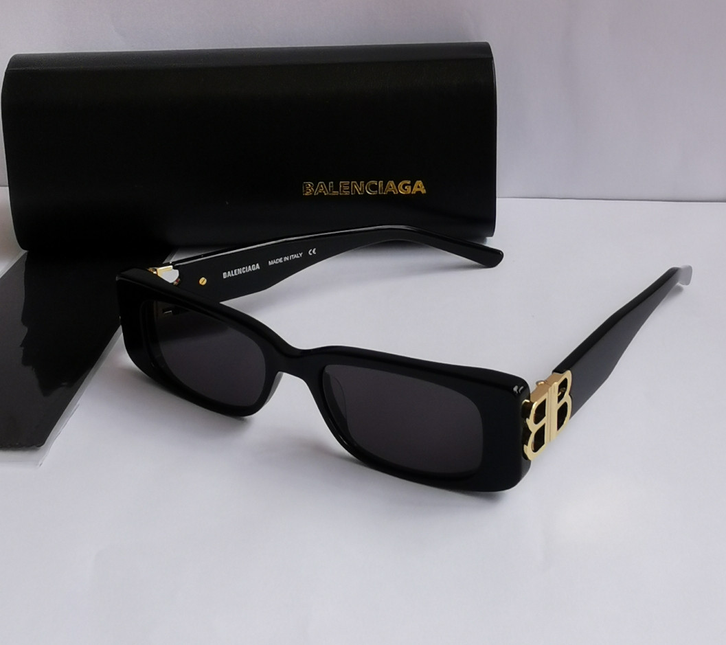 Authentic Balenciaga BB0096S Grey/Black Full-Rim Rectangle Unisex Sunglasses