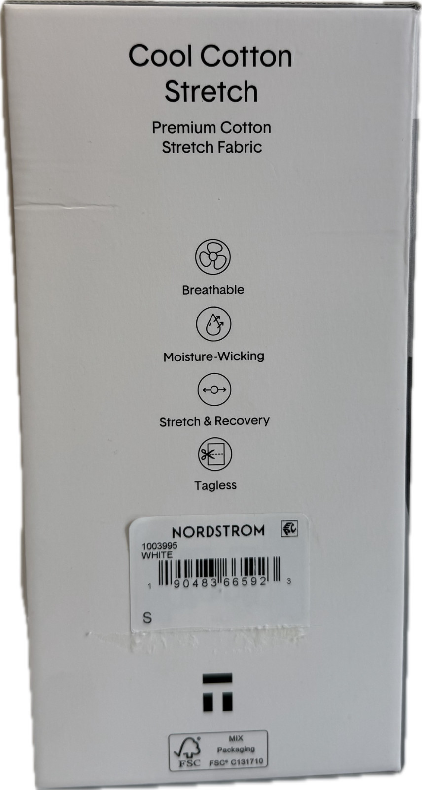 Tommy John 1003995N V-Neck 3 Pk Cool Cotton Stretch White Shirt (New in Box)