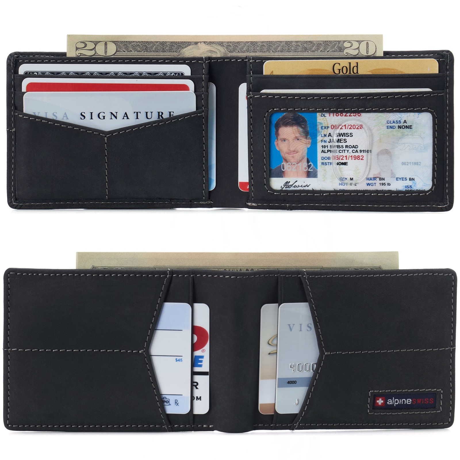 Alpine Swiss Delaney Slim Bifold Wallet | Front Pocket Wallet | 8 Card Slots ID