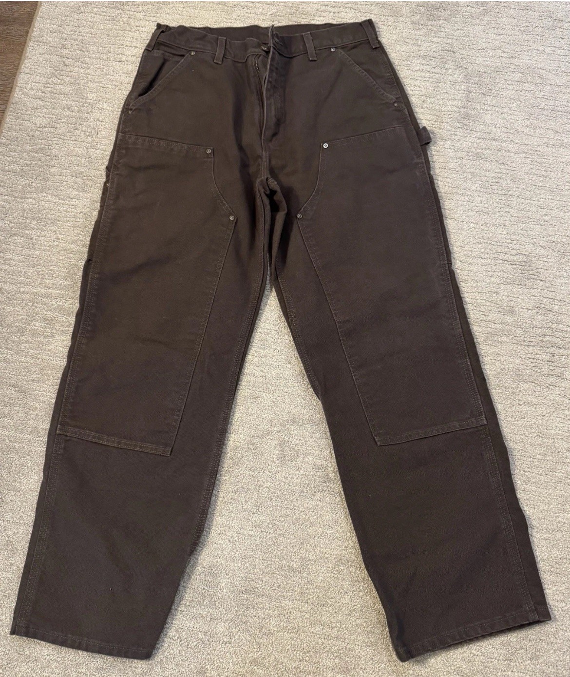 Carhartt Mocha Brown Double Knee Work Wear Carpenter Pants 33×30 B136-DKB