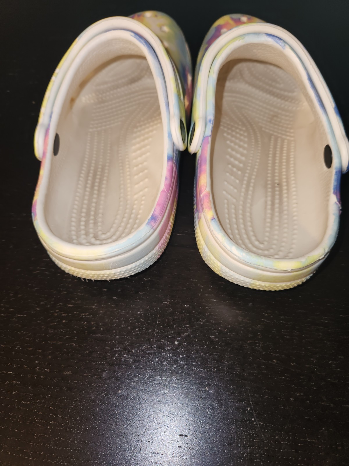 Crocs Classic Clog Unisex W- 8 M-6 Slip On Tie Dye Multicolor Logo Strap