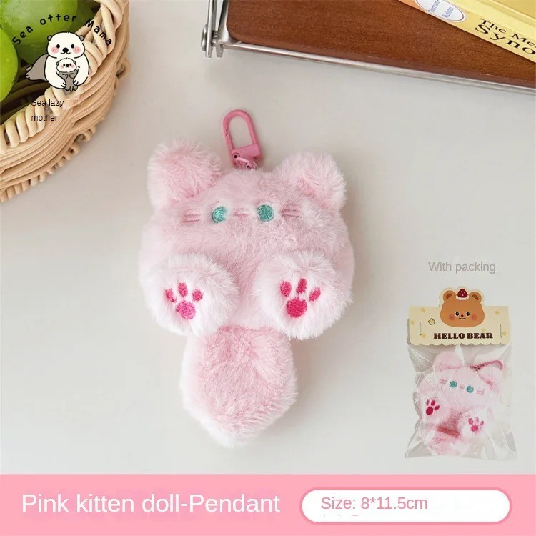 Cute Plush Cat Keychain Soft Cartoon Bag Charm Backpack Pendant Gift