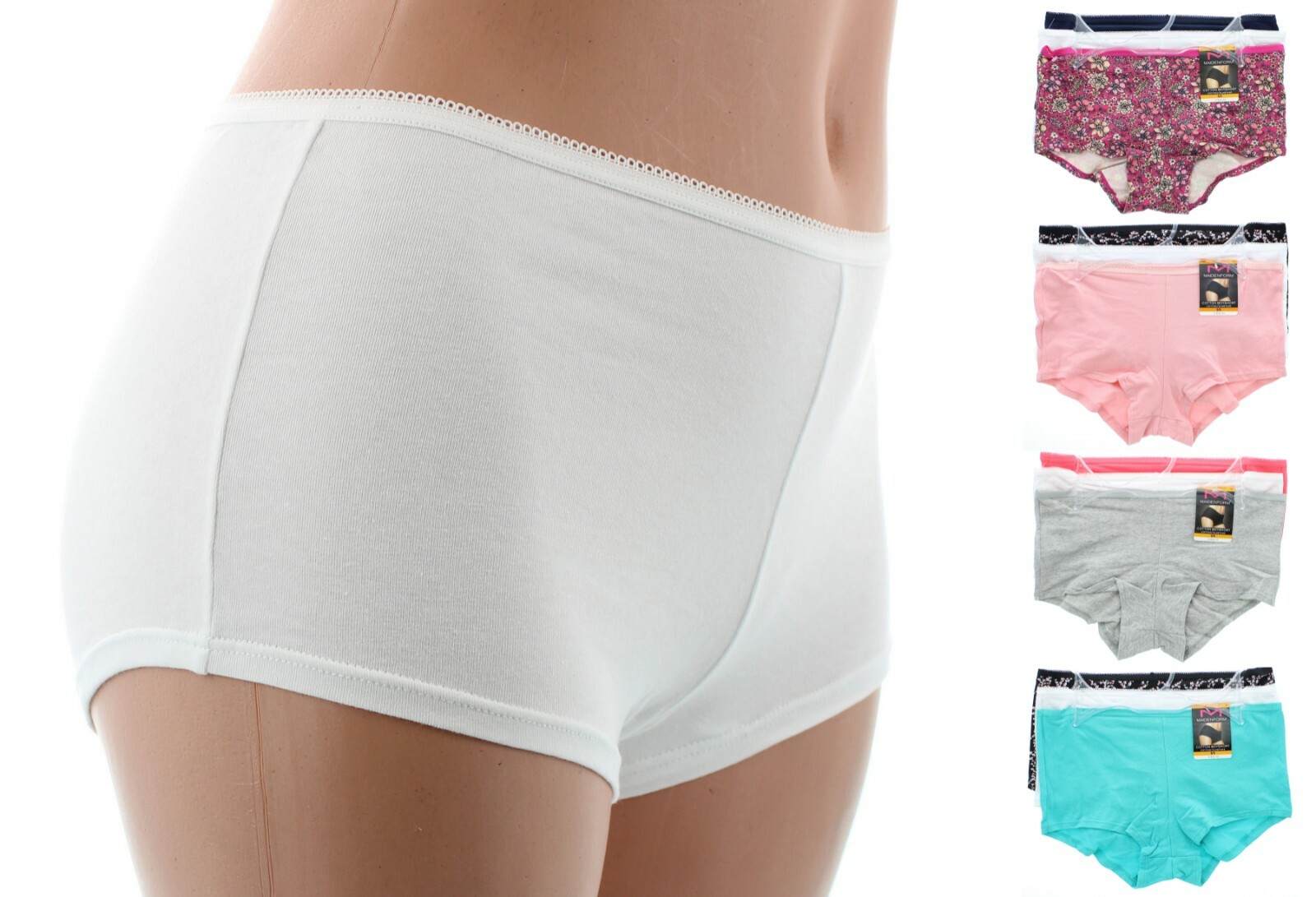 Maidenform Boyshorts Underwear Panty, Women’s Cotton Stretch Tagless, 3 Pack