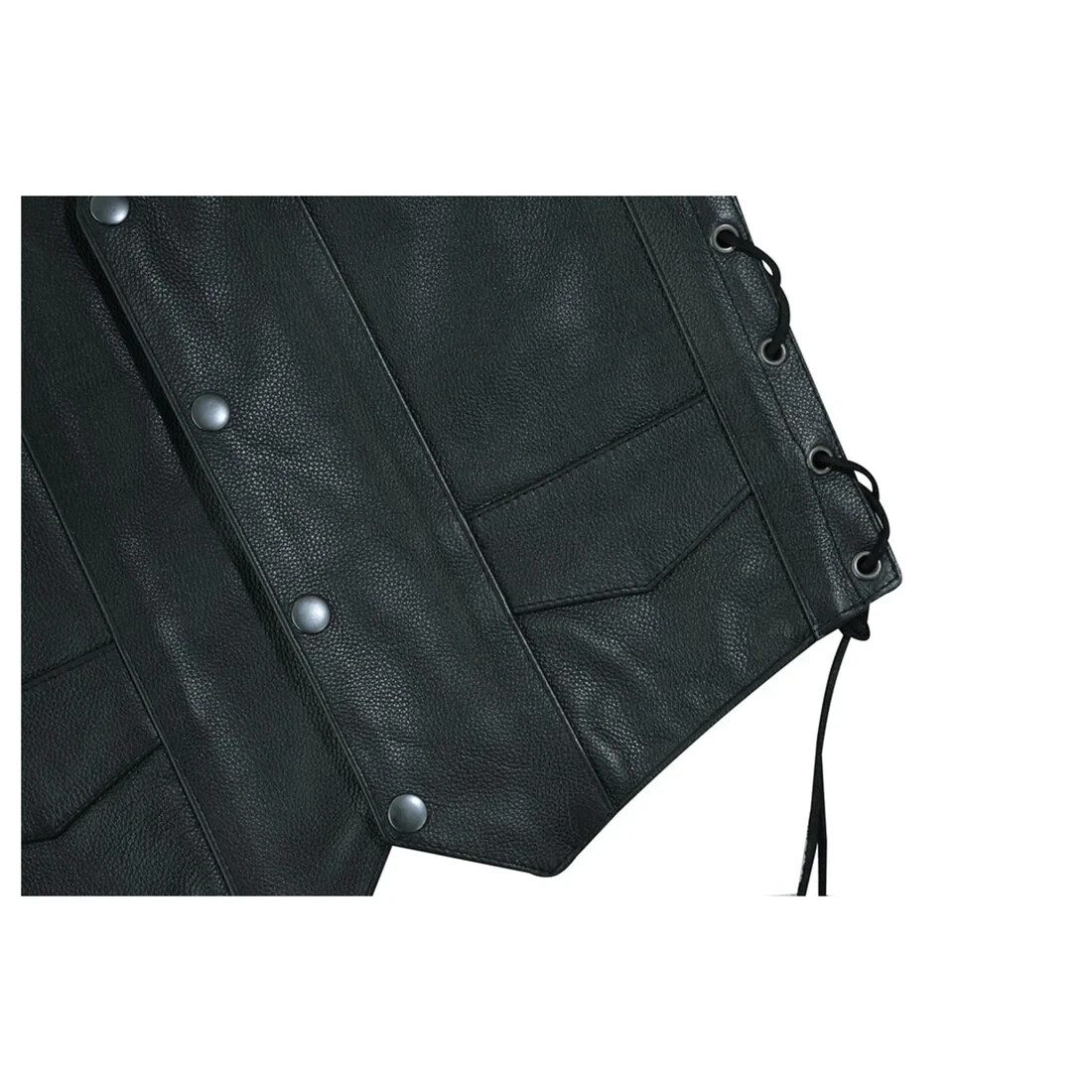 Kids Traditional Motorcycle Black Toddler Cowhide Leather Vest Laceup Biker Boys