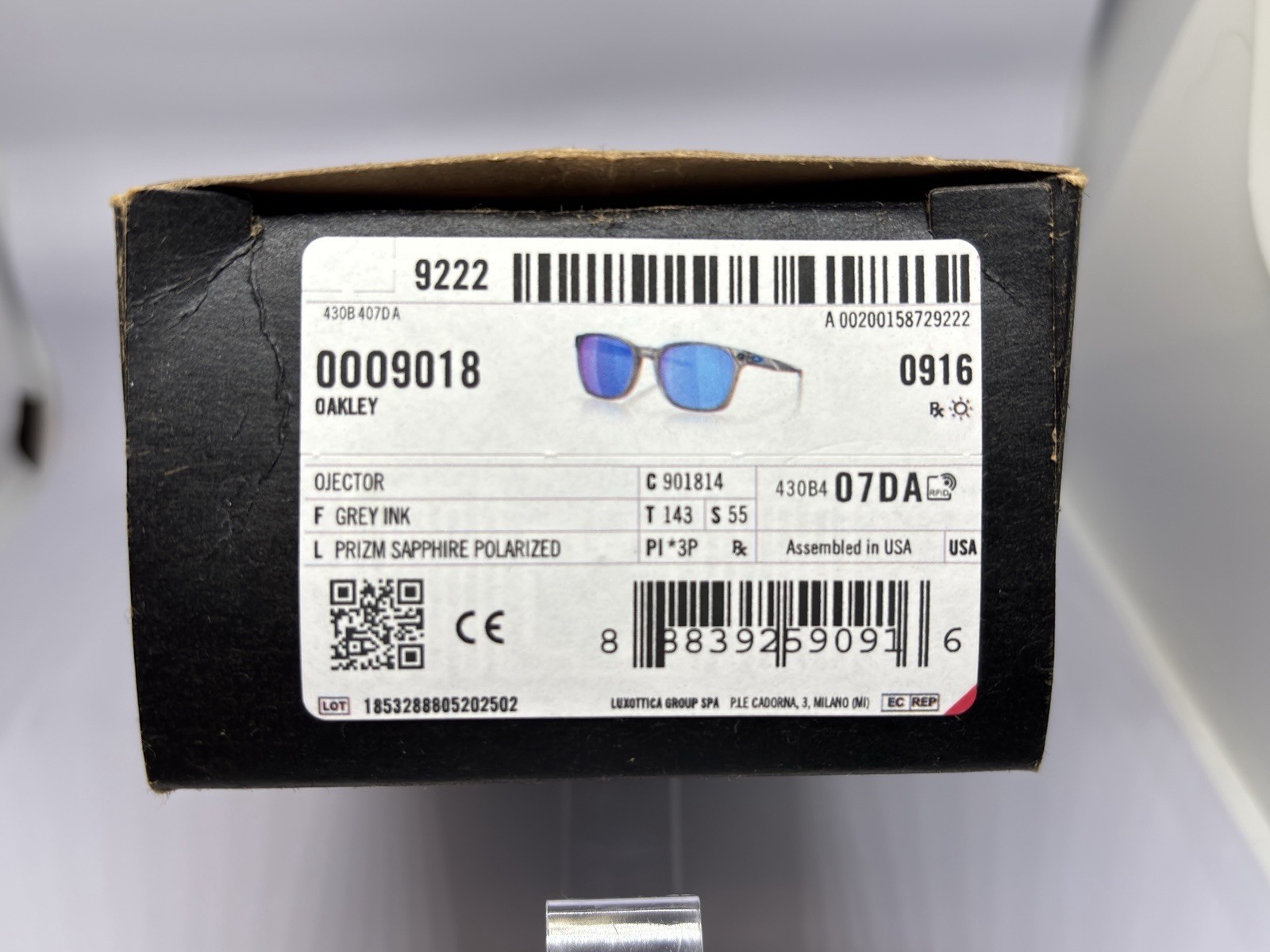Oakley Ojector OO9018 Polarized Mirrored Blue Lens Gray Square Sunglasses