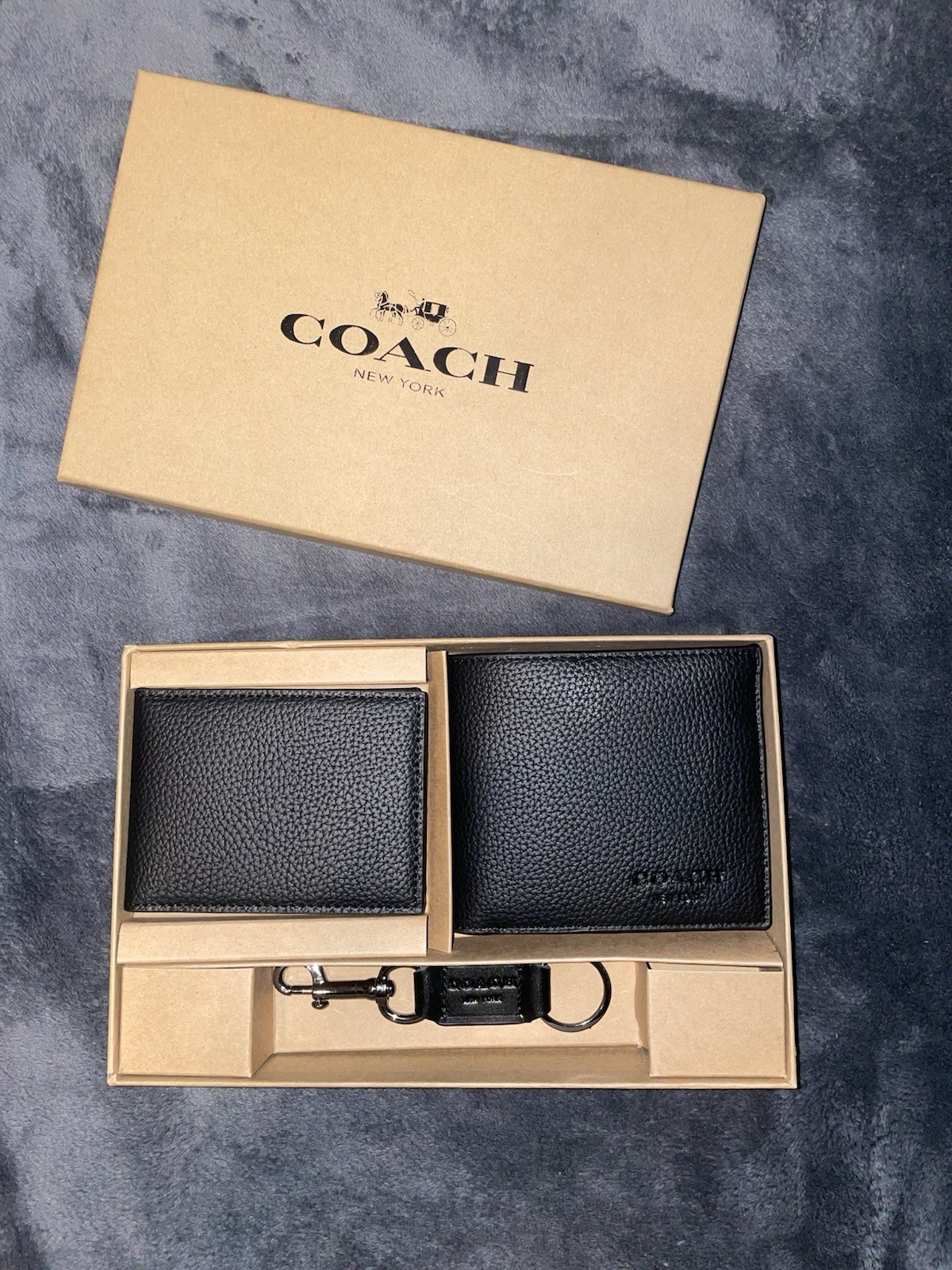 Coach Men’s 3-in-1 Wallet Boxed Gift Set Signature Black Leather