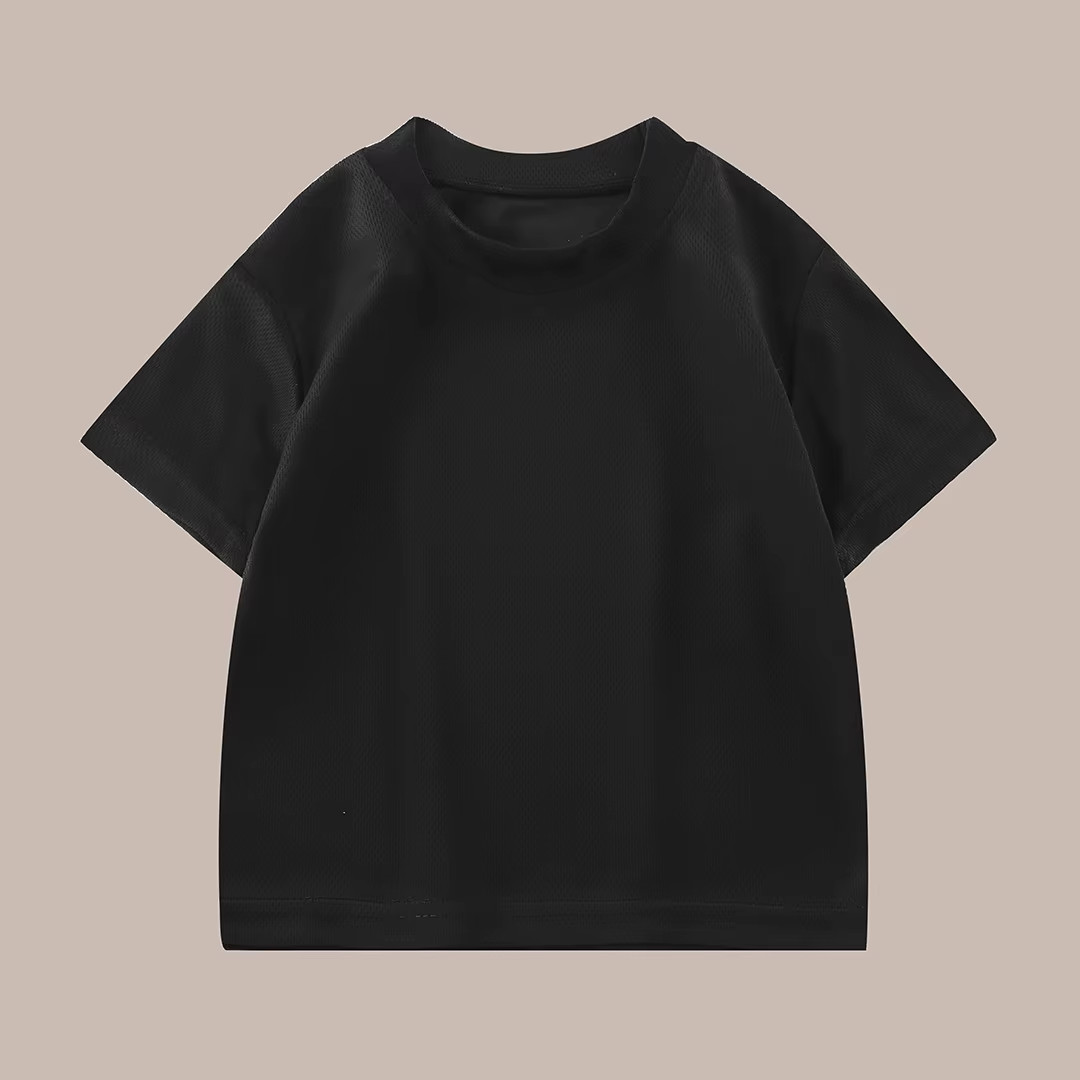 Summer New Loose Boys Solid Colour T-Shirt Half-Sleeve round Neck Tops
