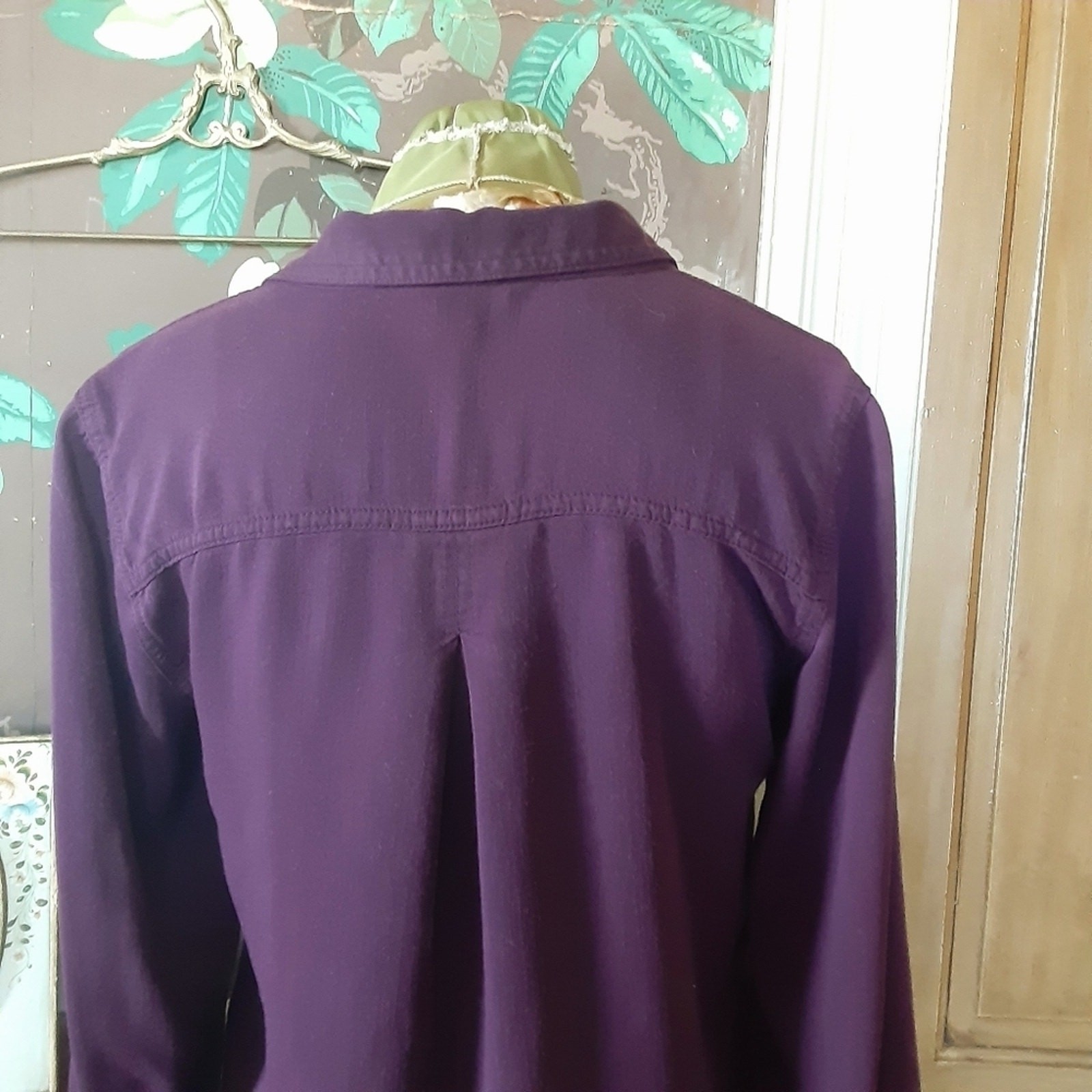 Rock & Republic Purple Button-Up Blouse XS Soft Drape Shirt Minimal Chic