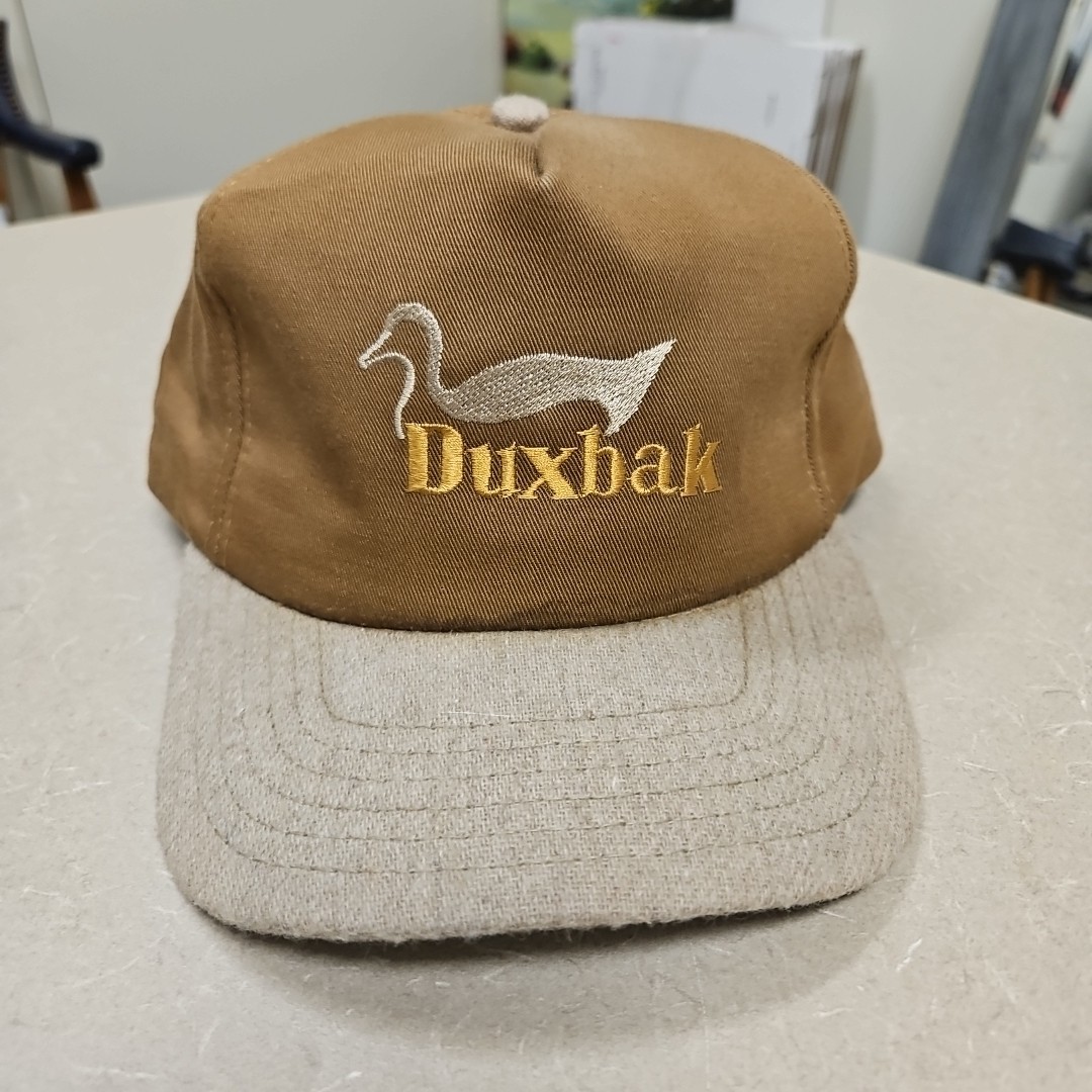 Duxbak Vintage 90’s canvas embroidered logo snapback hat cap 2tone brown USA