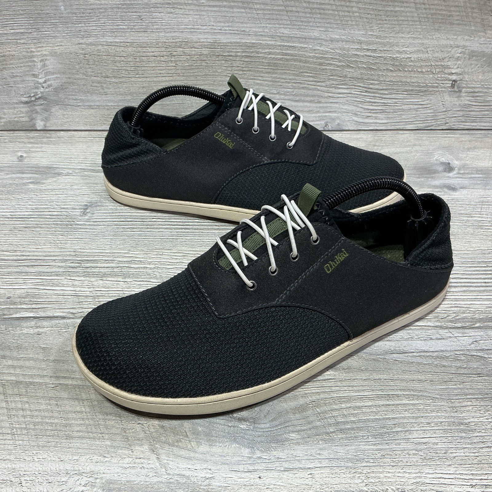 Olukai Nohea Moku Mens Size 9.5 Black Mesh Boat Shoes Sneaker Slip On 10283-4040