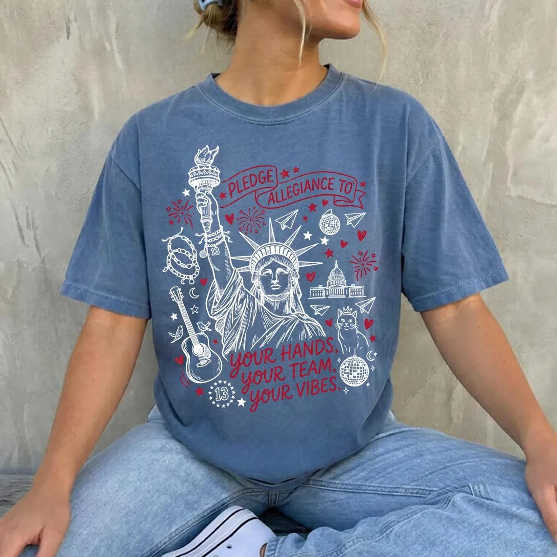 Patriotic Music Lover Shirt Retro 4th of July Band Fan Graphic Tee Gift Tee