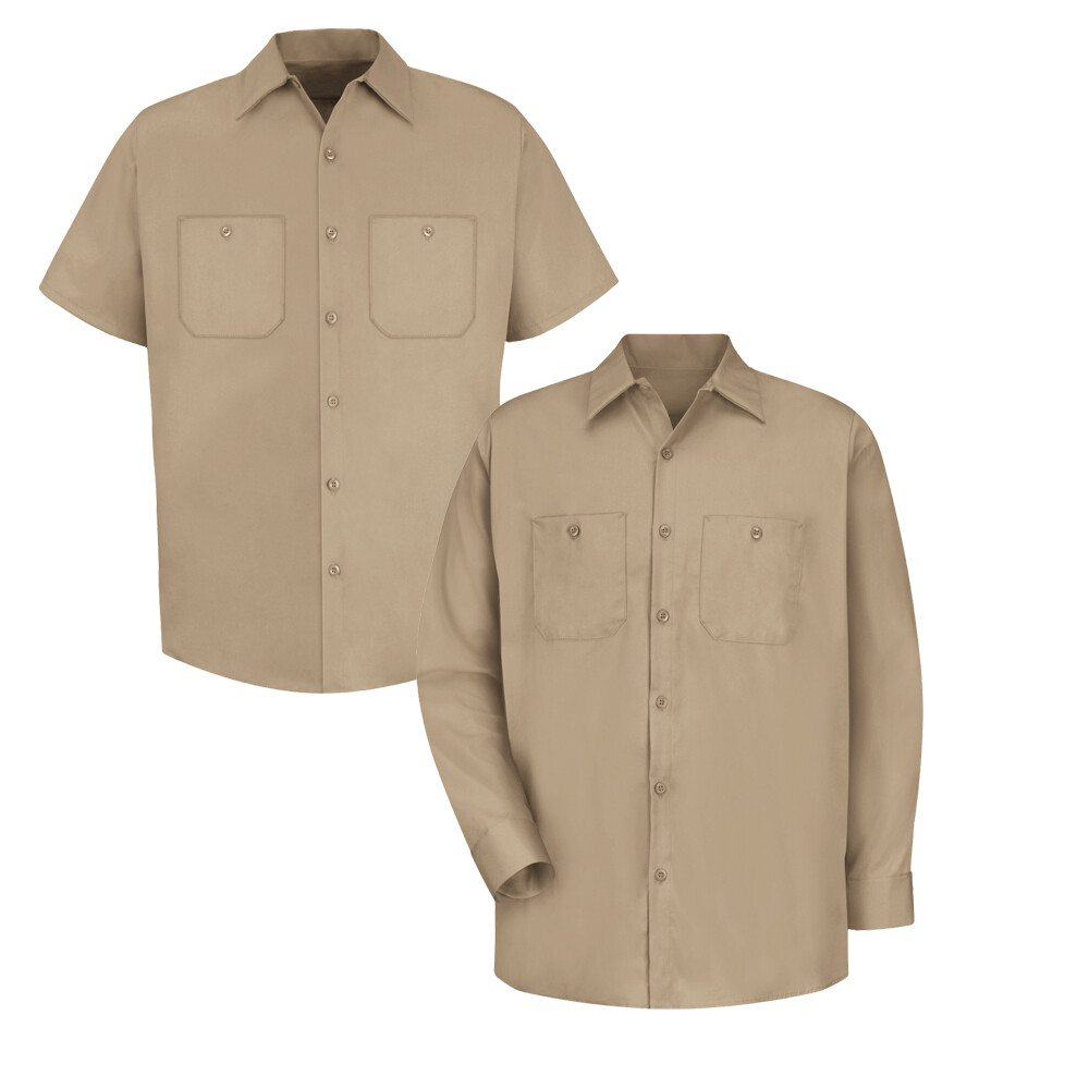 Red Kap Work Shirt 100% Cotton 2 Pocket Men’s Durable Industrial Uniform