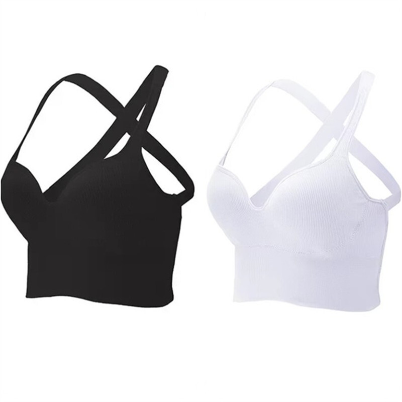 Cross Back Sports Bra for Women Padded Strappy Yoga Bra Medium Support Sexy Bra