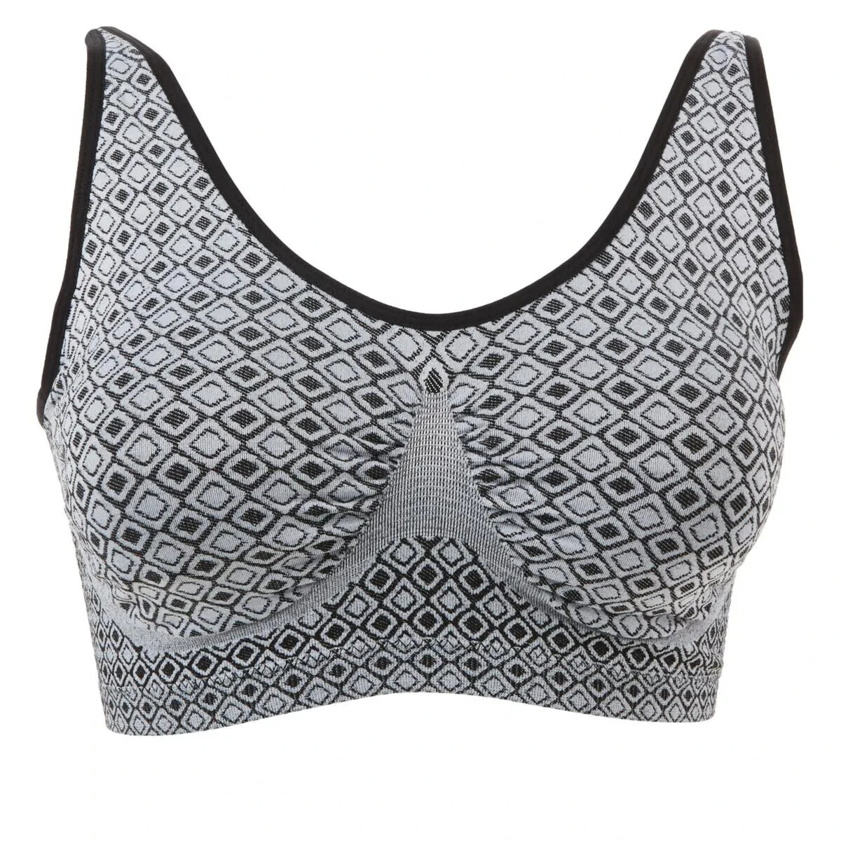 Rhonda Shear 2pack Seamless Jacquard Ahh Bra with Removable Pads, GEOBLK, Medium