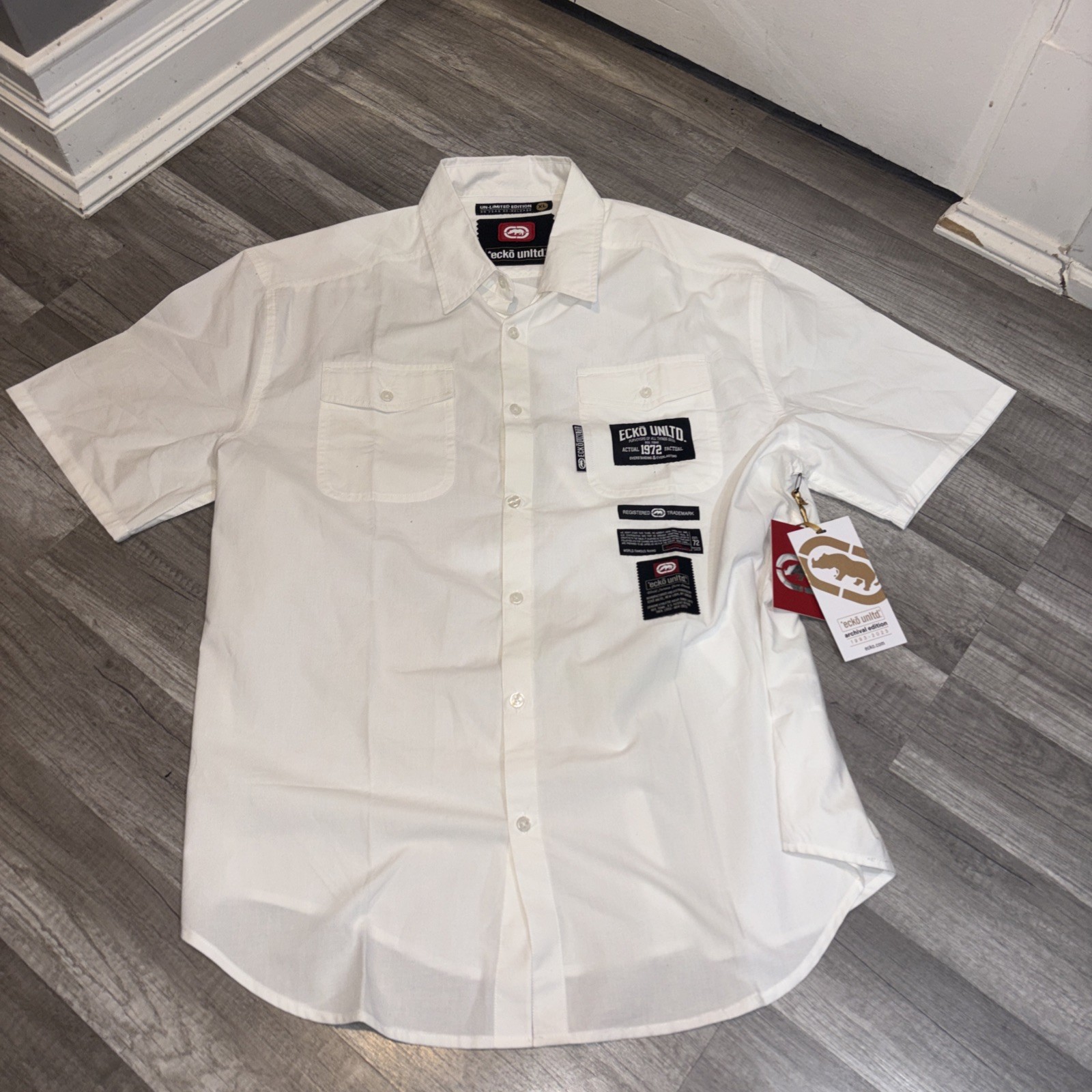 Ecko Unltd. 30 Year Re-Release Archival Edition White Button Down Shirt Men XL