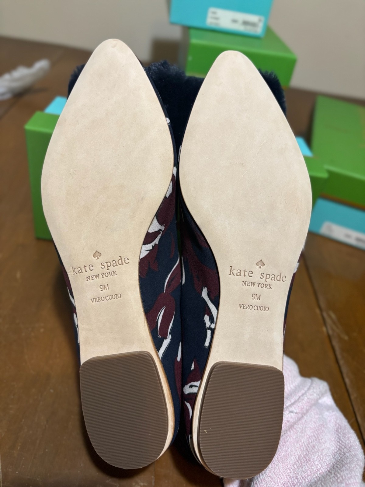 Kate Spade New York Elen Fox Glen Fabric Flats with Bow Navy Women Size 8,8.5,9