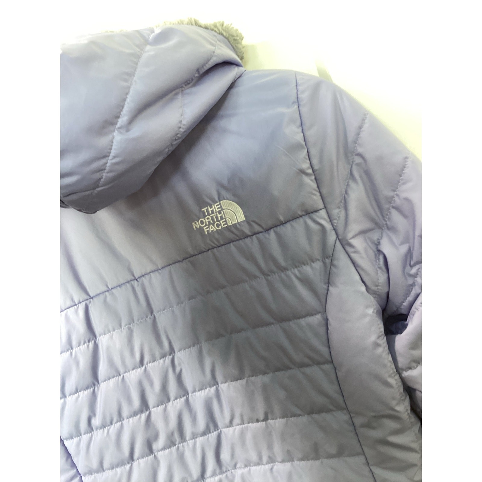 The North Face Girl’s Reversible Mossbud Swirl Parka Jacket Purple Size Large