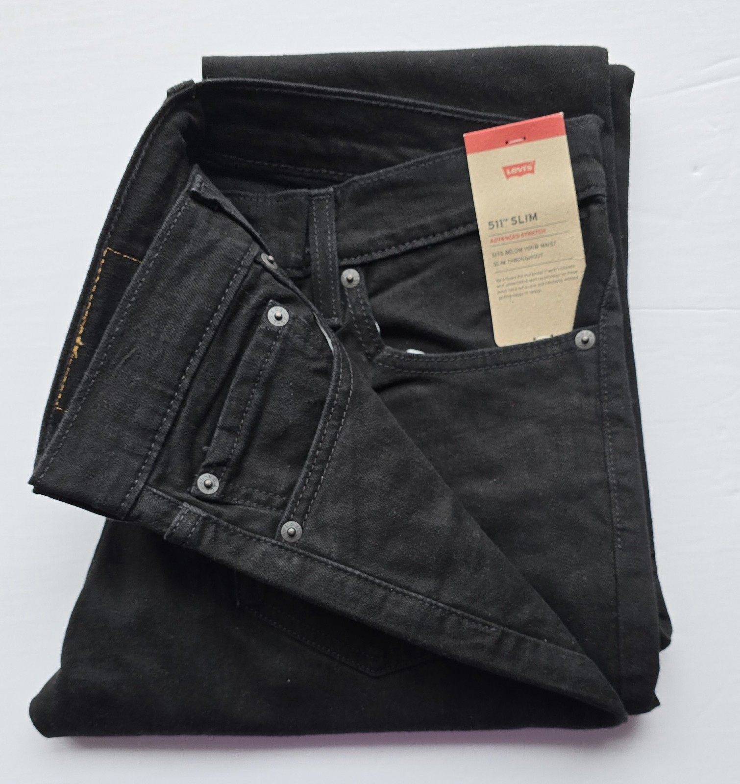 Levi’s Men’s 511 Slim Jeans Stretch Black Denim NEW 36×32