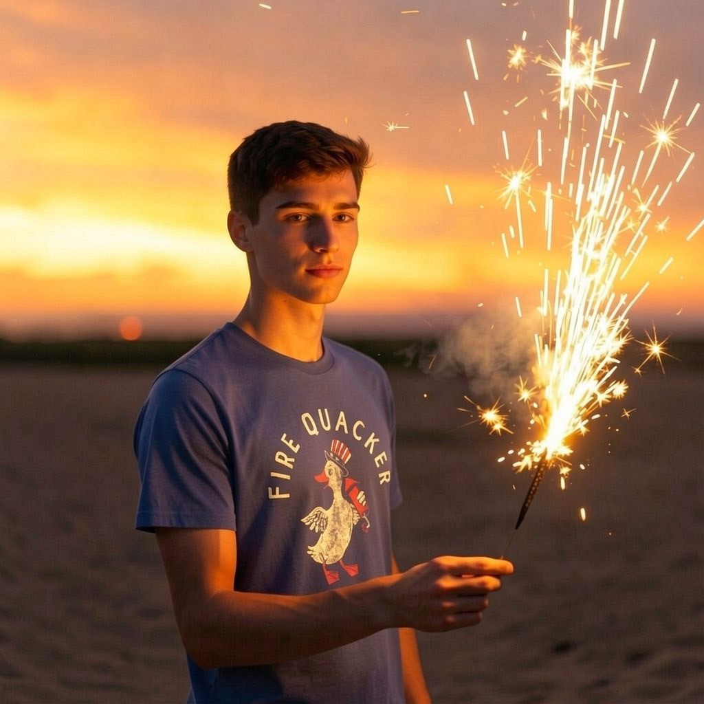 Mens Fire Quacker T Shirt Funny Sarcastic Fourth Of July Party Duck Fireworks