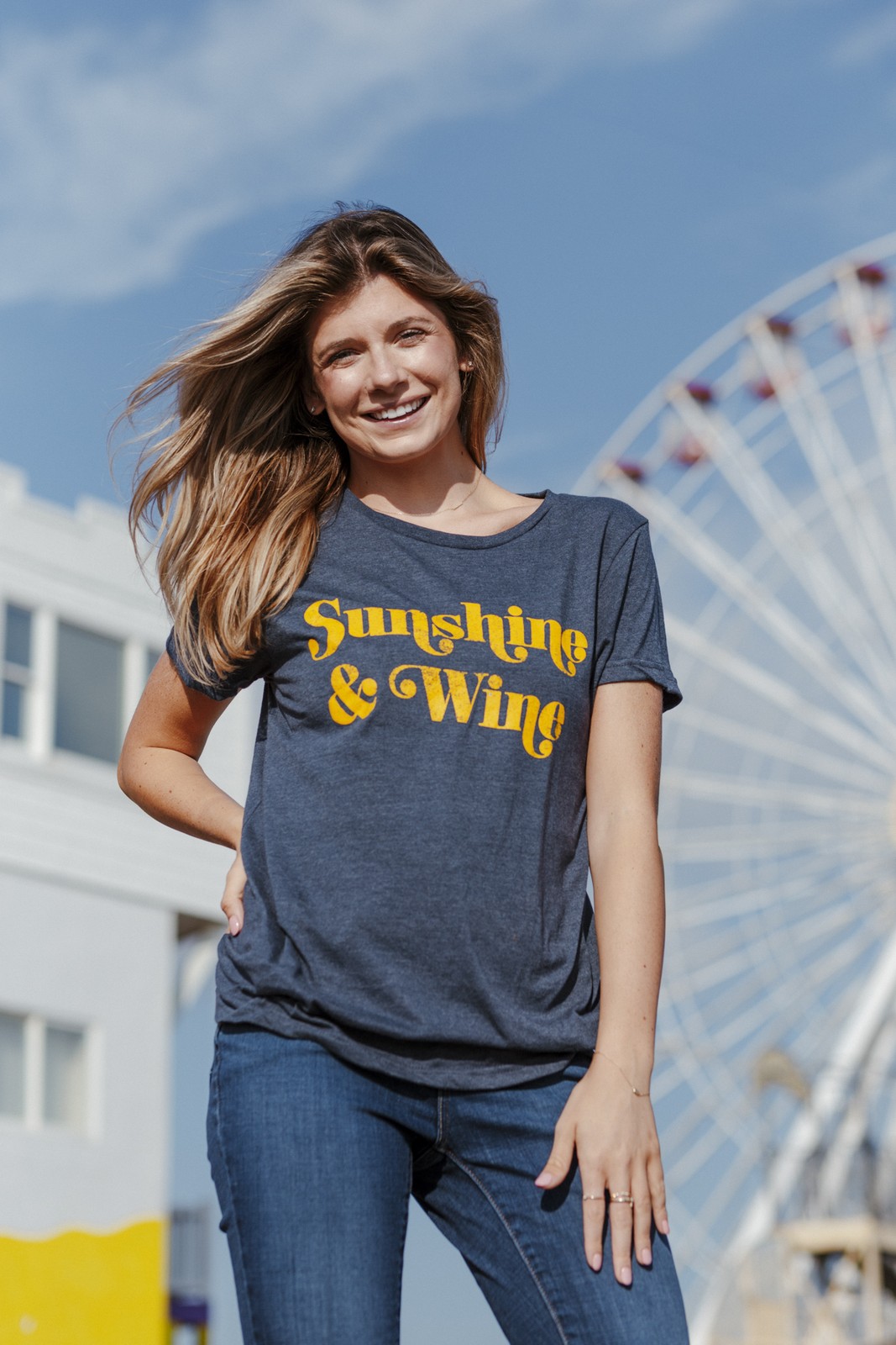 Womens Sunshine and Wine T Shirt Funny Summertime Drinking Vino Graphic Tee