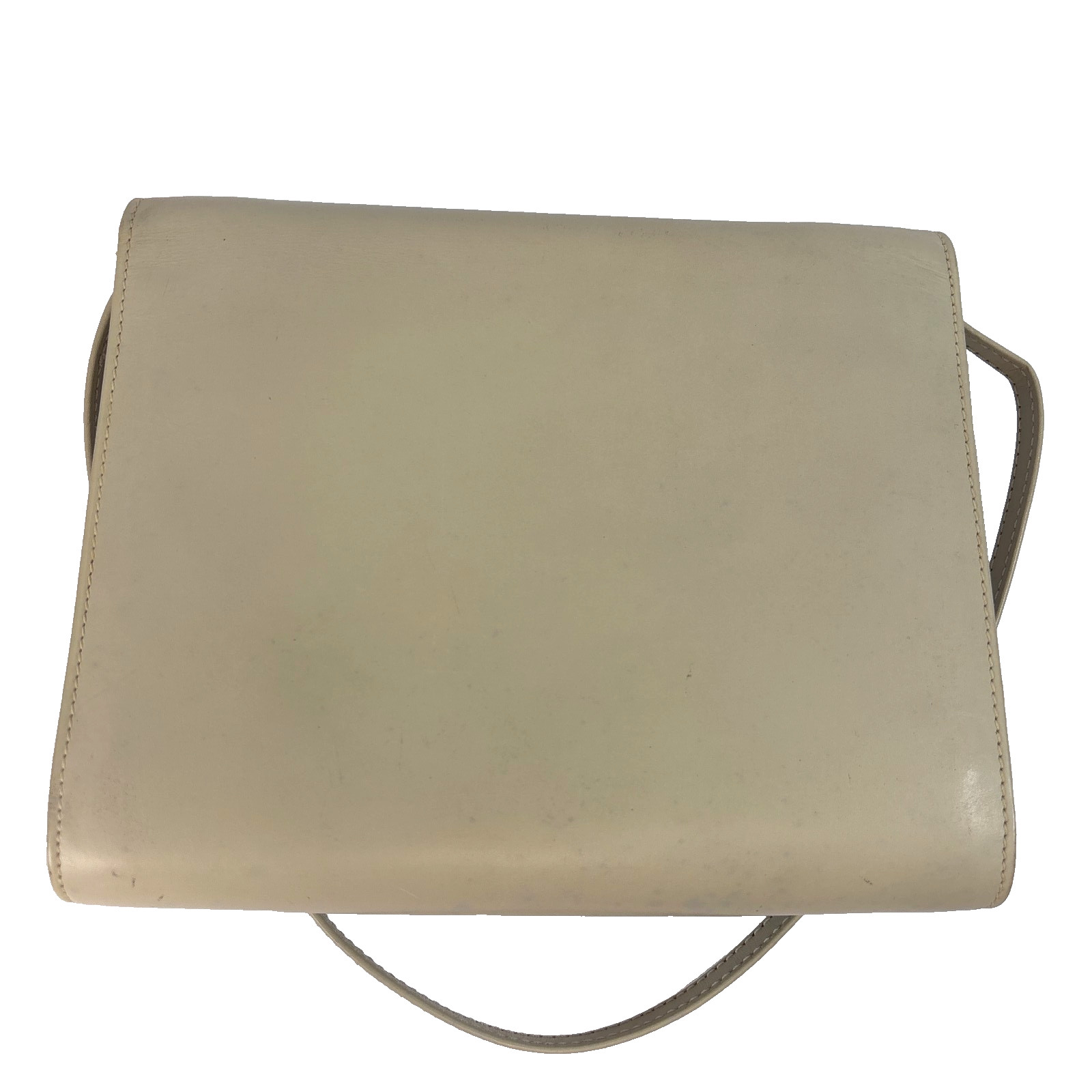 CELINE Leather Shoulder Bag Triomphe Beige Clutch From Japan