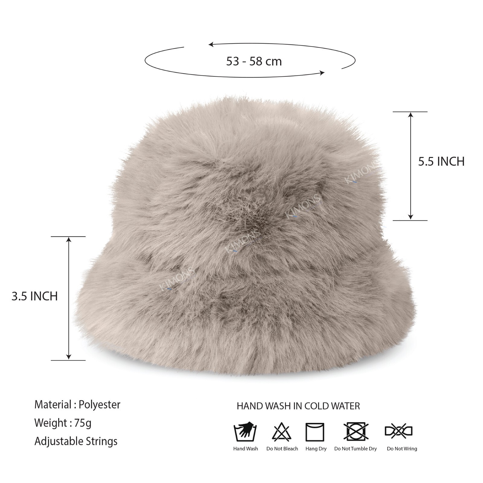 Thick Furry Fluffy Faux Fur Bucket Hat Warm Fisherman Plush Winter Hat Women