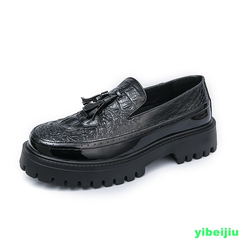 Men Loafers Dress Alligator Crocodile Leather Tassels Shoes Round Toe Oxford Man