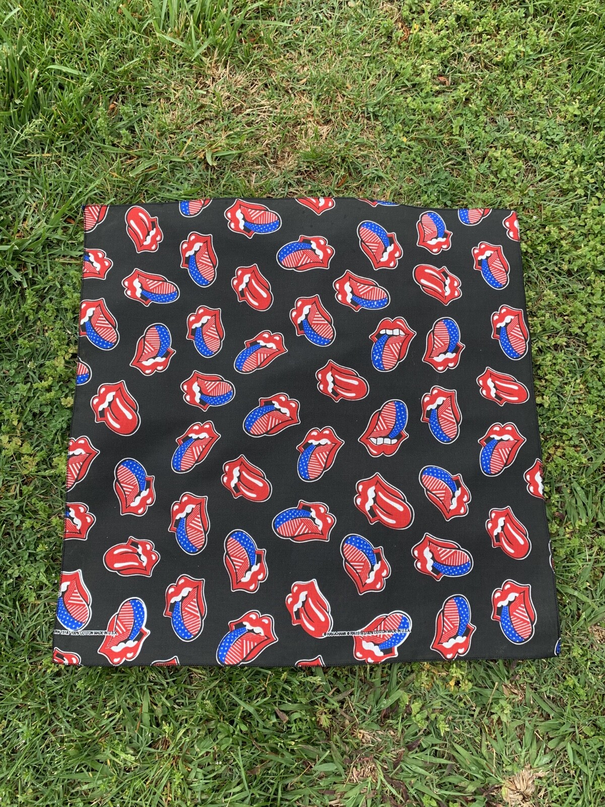 Rock & Roll 22×22 Bandanna USA Made 100% Cotton Bikers to Hikers Crafts Costumes