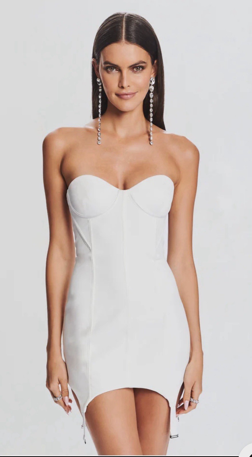NWT $448 Retrofete SZ XXS White Tegan Garter Style Hem Dress Bridal Bachelorette