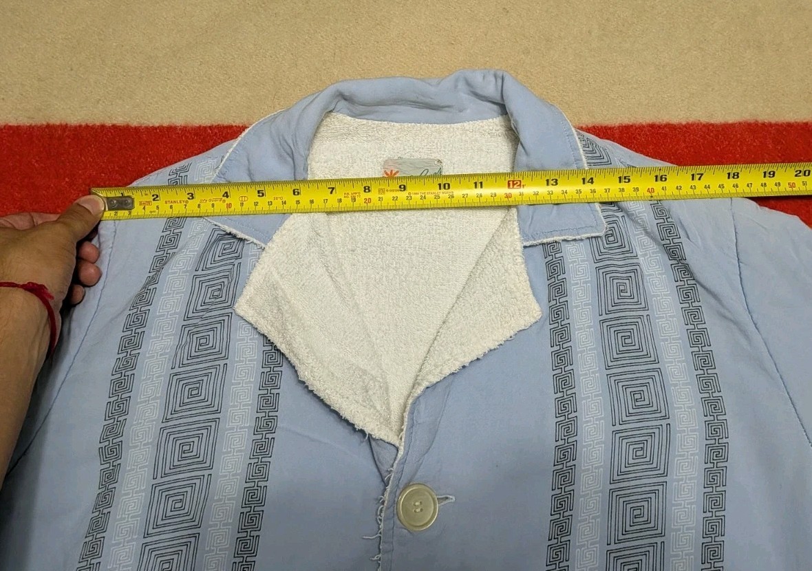 VTG 50s 60s Sun City Casuals Of Miami USA Terry Cloth Aztec Print Beach Shirt L