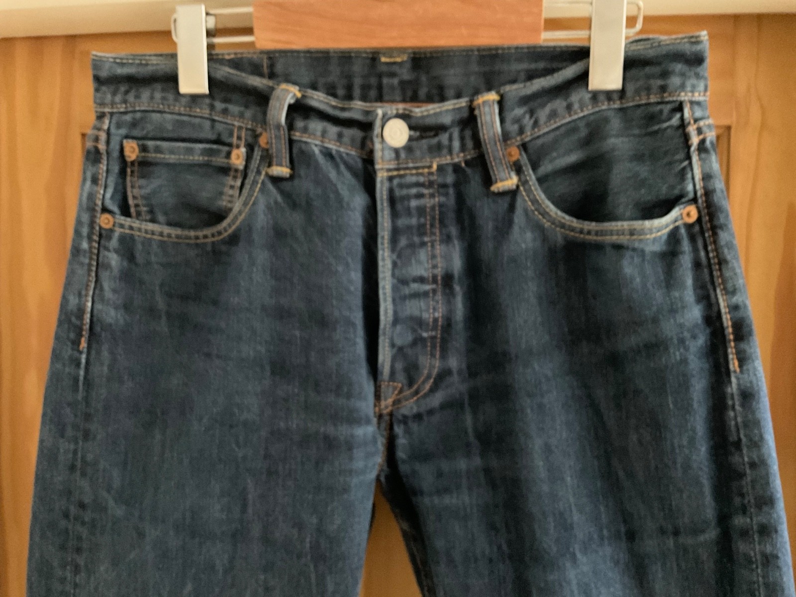 Levi’s 501 Dark Blue Button Fly Denim Jeans W32 L32 Mens
