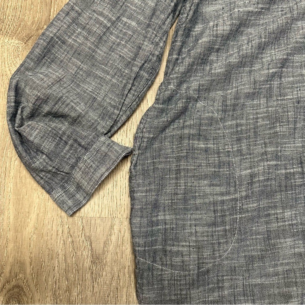 Gray Boxy popover with Peter Pan Collar embroidered front