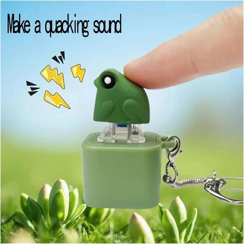 Frog Croaking Fidget Toy Keychain With Colorful Lights Stress Fun Animal Sound