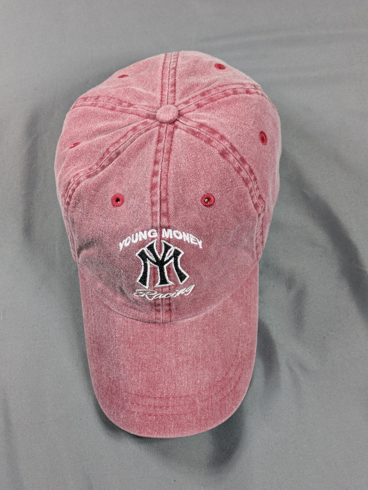 Vintage Young Money Hat Strap Back Mens Red Chambray Baseball Lil Wayne Y2K Rap