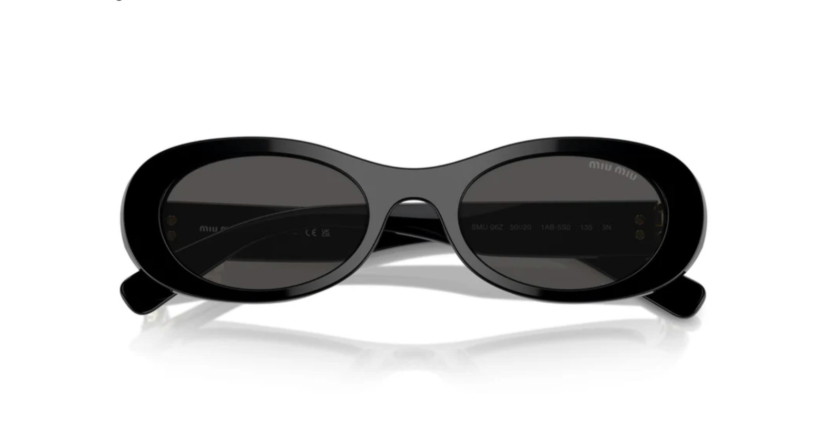 Miu Miu MU06ZS 1AB5S0 Oval Sunglasses in Black /Gray Lens 100% UV