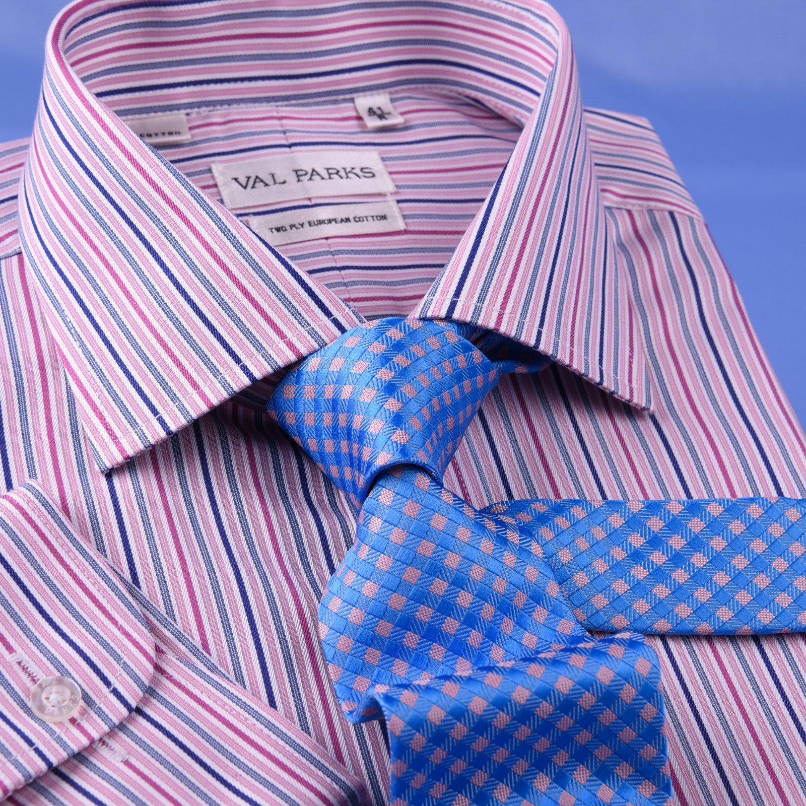 Pink Blue Soft Stripe Formal Business Dress Shirt Designer Stylish Fashion Style
