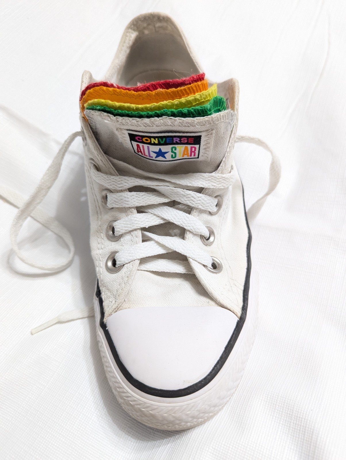 Sneakers Converse All Stars RAINBOW TONGUES Low Top Unisex Shoes Sz W8 M6 Pride