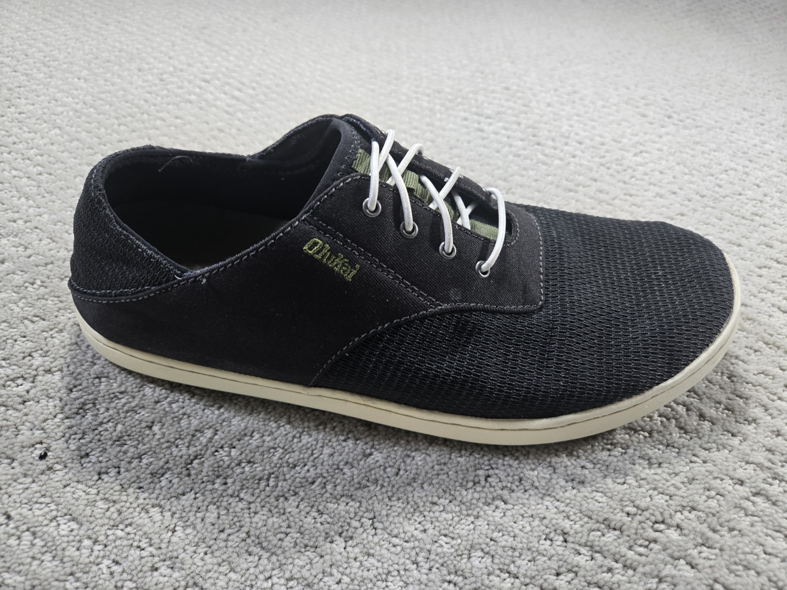 OluKai Nohea Moku Shoes Mens Size 9 Black Mesh Casual Boat Loafers 10283-4040