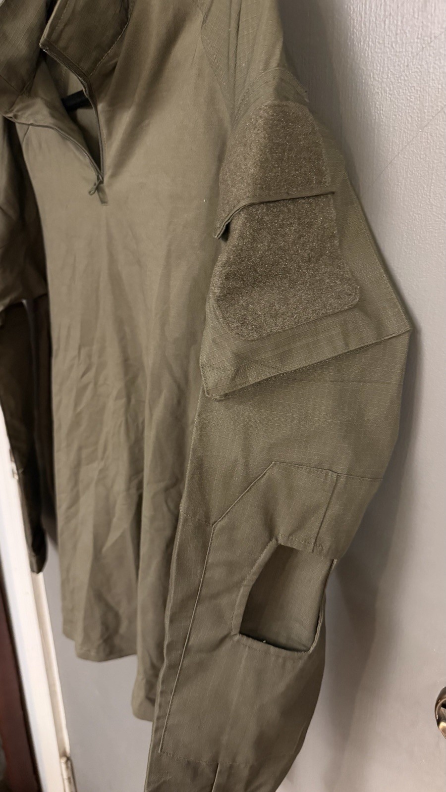 Unbranded Tactical Combat Shirt Mens M Green 1/4 Zip Ripstop Sleeve Utility