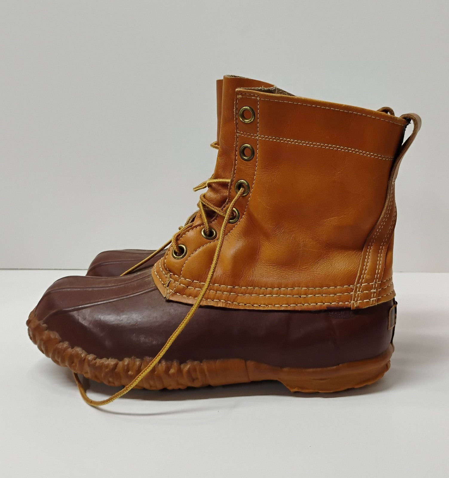 LL Bean Maine Hunting Duck Boots Vintage Original W8 M6 EUC Lace Up Leather