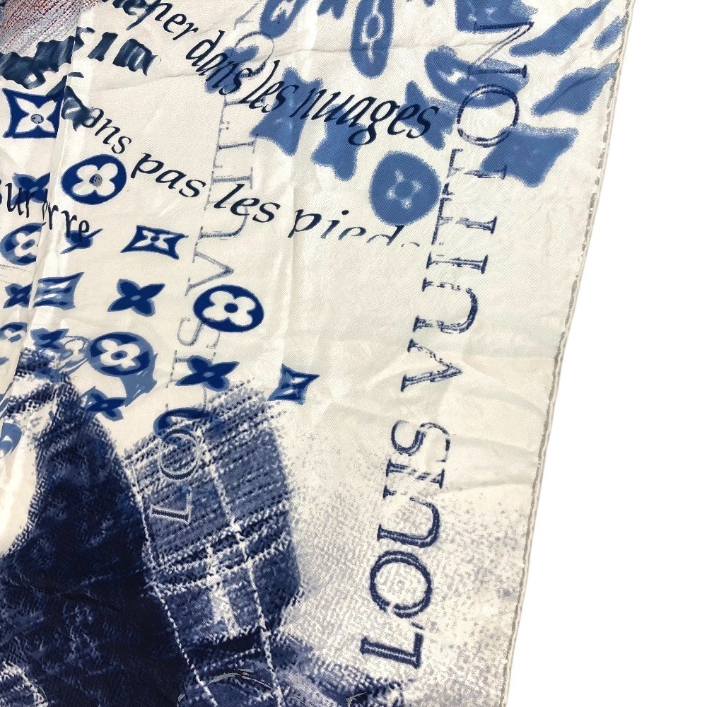 LOUIS VUITTON Logo Scarf Blue Unisex Used Japan