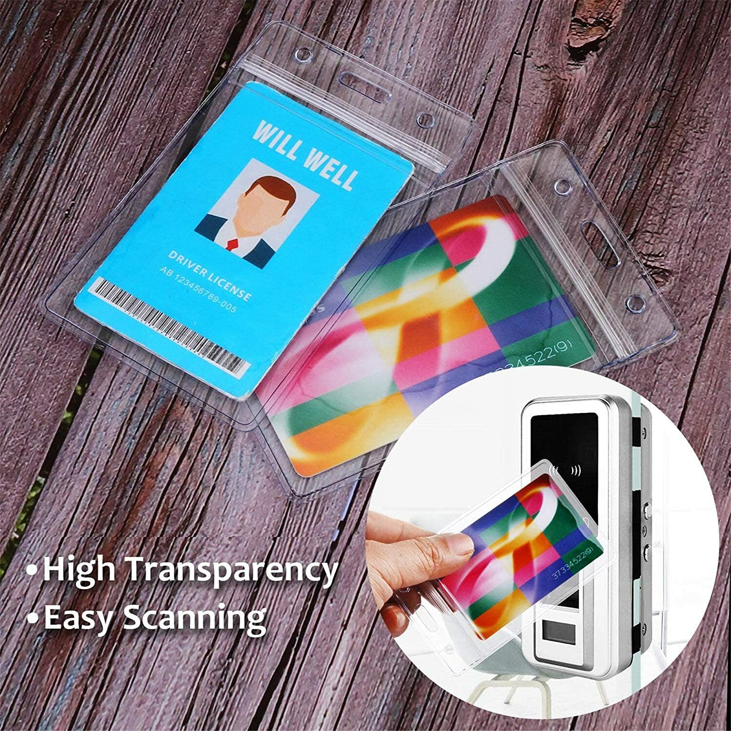 Card badge Holder WATERPROOF vertical ID Credit Clear Business Travel Disneyland