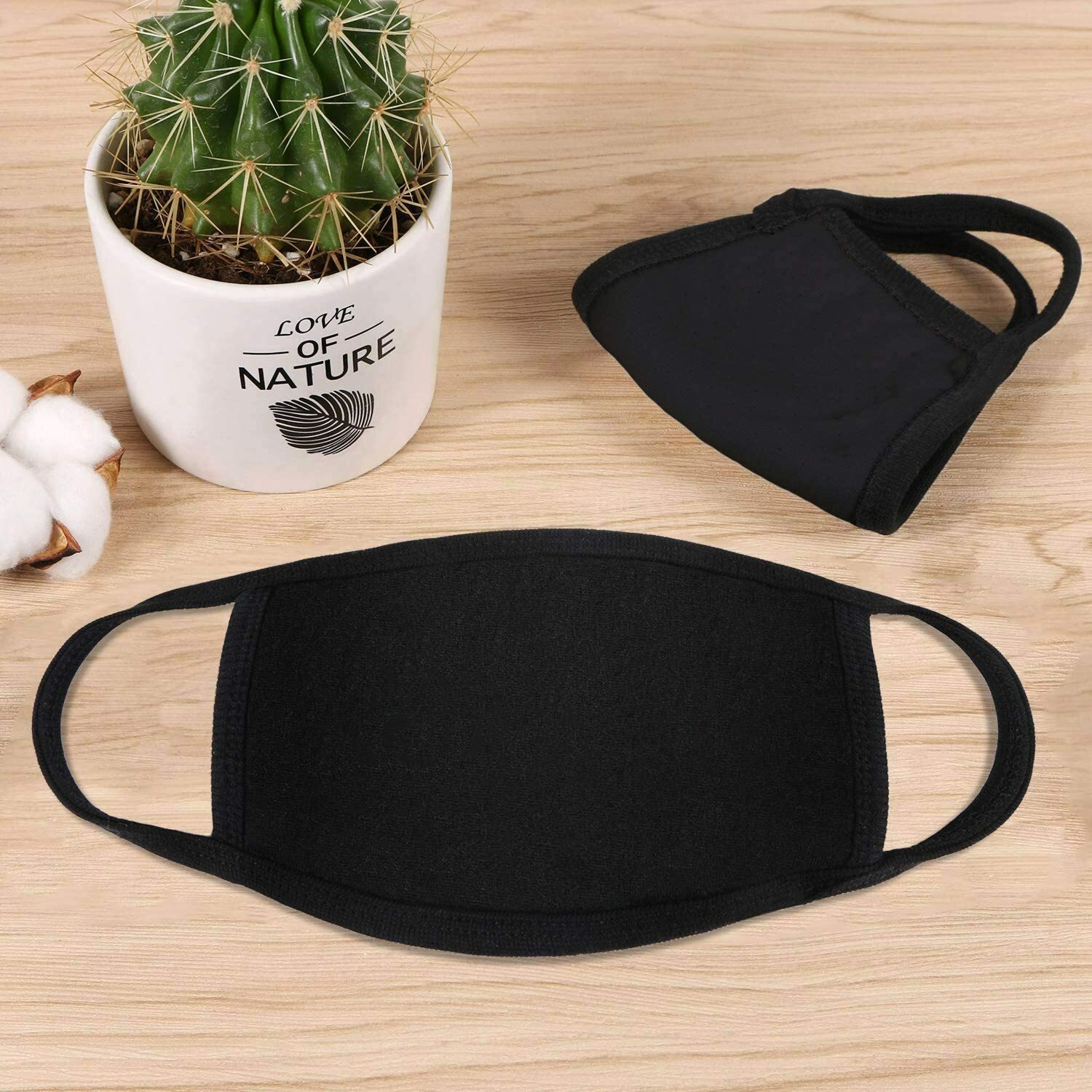 Soft Poly Cotton Face Black Mask Double Layer Reusable and Washable Unisex