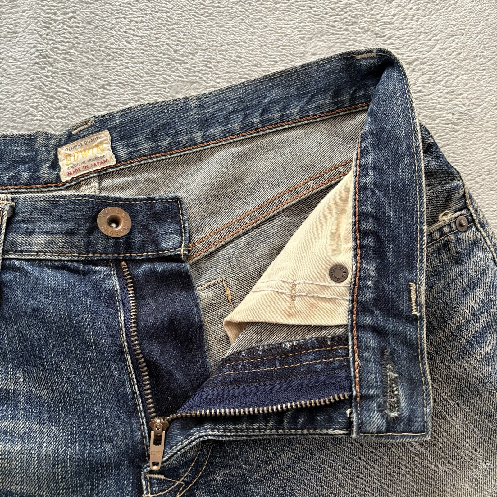 EDWIN 413XV Distressed Denim Jeans Men’s Size 29 Made in Japan Vintage Fade