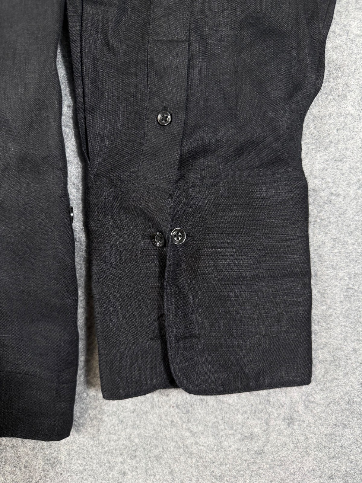 Mojito Signature Co. Guayabera Wedding Shirt Mens XL Black Linen French Cuffs