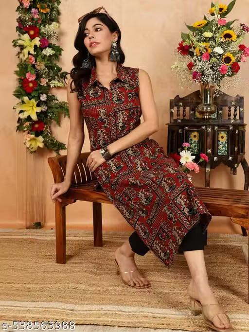 women printed straight sleeves kurta_Printed kurti_daily wear Kurti
