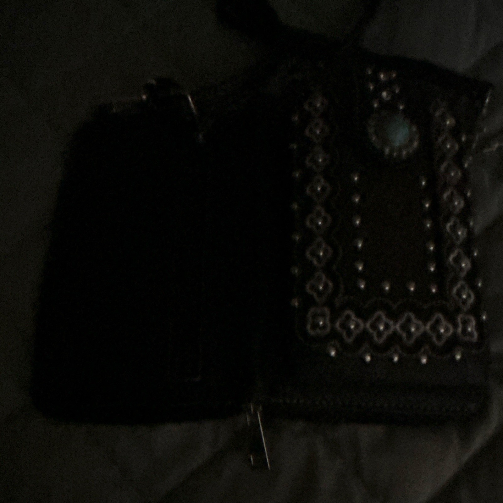 Black Small Western Cowgirl Studded Crossbody Bag Zip Closure Detachable Strap